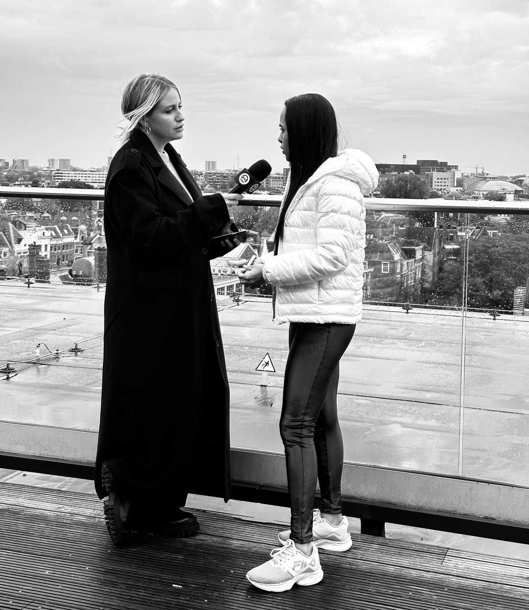 Maya Fourteen interviewed by Laureline Teste of Clubbing TV on a rooftop